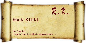 Reck Kitti névjegykártya
